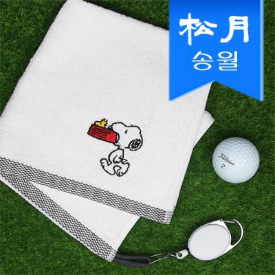 골프수건 릴 골프공 타올(스누피블럭블랙)