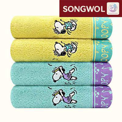 송월타올 스누피 뮤직40 160g 코마사 수건 30수 타월