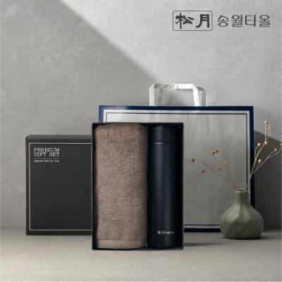 송월 프리미엄 선물 세트, 송월 뉴 컬러 무지40 1P + 스마트온도텀블러 500ml 1P