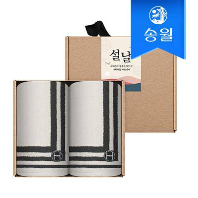 [송월타월] 명절 설날 새해 신년 핸드타올 크라프트세트(스퀘어고리2p+스티커)