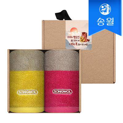 [송월타월] 2026 병오년 붉은말 신년 핸드타올 크라프트세트(컬러웨이고리2p+스티커)