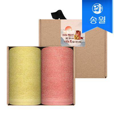 [송월타월] 2026 병오년 붉은말 신년 핸드타올 크라프트세트(30수컬러고리2p+스티커)