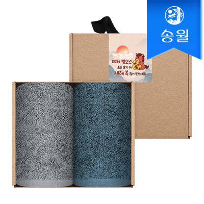 [송월타월] 2026 병오년 붉은말 신년 핸드타올 크라프트세트(애쉬컬러핸드2p+스티커)