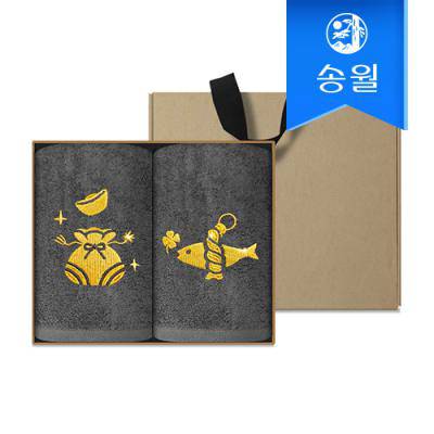 [송월타월] 황금복자수 기념타올 2p 크라프트 선물세트 개업 축하 감사 답례품