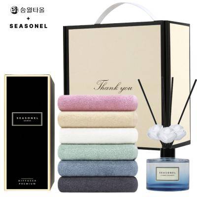 시즈넬 호텔 선물세트 디퓨저 120ml+송월 라이트무지 130g