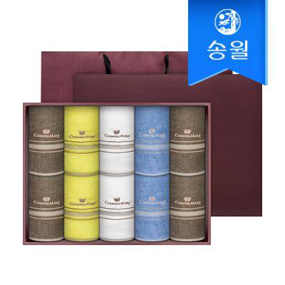 [송월타월] 카운테스마라 센치 10매 세면타올 선물세트(쇼핑백)