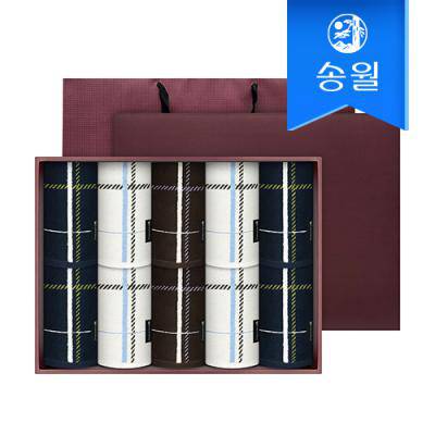 [송월타월] 카운테스마라 체크 10매 세면타올 선물세트(쇼핑백)