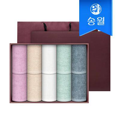 [송월타월] 라이트무지 10매 세면타올 선물세트(쇼핑백)