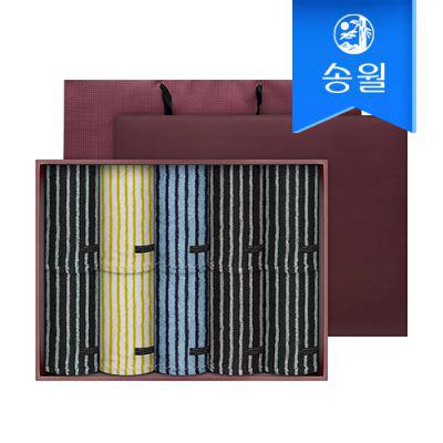 [송월타월] 솔리드스트라이프 44 10매 세면타올 선물세트(쇼핑백)