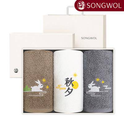 송월 추석타올 래빗문 150g 3p 세트